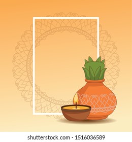 Happy Dussehra Festival of India with offering symbol, vector illustration