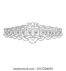 Happy Dussehra festival of India. of Ravana sketches. Sketch illustration design. 