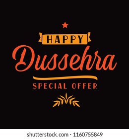Happy Dussehra. Festival of India. Vector typography for banner, logo design.