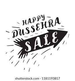 Happy Dussehra. Festival of India. Vector typography for banner, logo design.