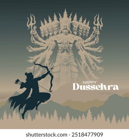 Feliz festival Dussehra da India.Lord Rama matando Ravana. 