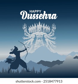 Happy Dussehra festival of India.Lord Rama killing Ravana. 