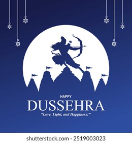 Feliz festival Dussehra de India.Lord Rama com templo. design de ilustração vetorial