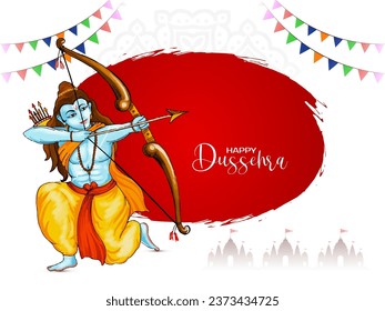 Happy Dussehra festival mythological background design vector