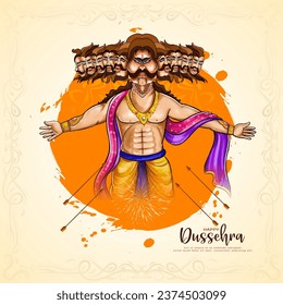 Happy Dussehra festival mythological background design vector