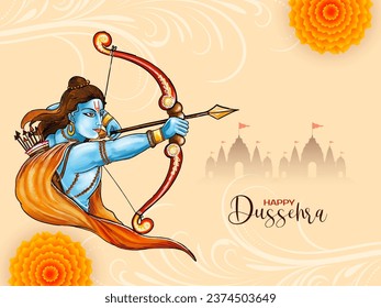 Happy Dussehra festival mythological background design vector