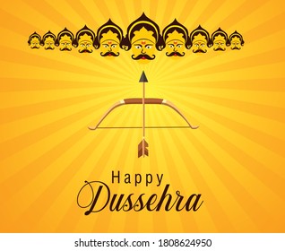 Happy Dussehra festival poster or templet design with illustration