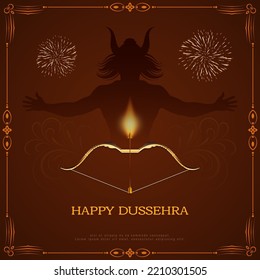 Happy Dussehra festival Ravana killing background design vector