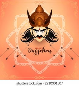 Happy Dussehra festival Ravana killing background design vector