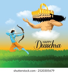 Happy Dussehra festival vector social media post