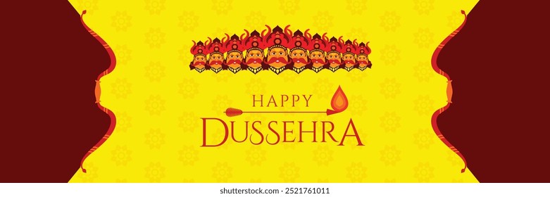 Happy Dussehra festival of victory, traditional festival Hand drawn illustration, banner template vector for festive offer, discount and sale.