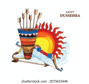Happy dussehra festival wishes card watercolor background