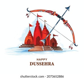 Happy dussehra festival wishes card watercolor background