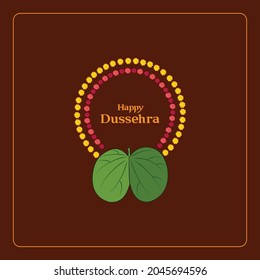 happy dussehra golden leaf festival design illustration