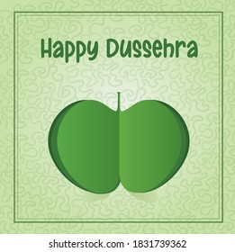 Happy Dussehra greeting card design with bow arrow, ravana
