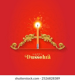 Feliz Dussehra Cartão de Saudação Design para o Festival da Índia. Conceito criativo da vitória de Lord Rama. Cartaz, banner, postagem em mídia social, design de cartão postal.