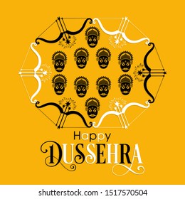 Happy Dussehra greeting card with intricate calligraphy,bows and arrow.