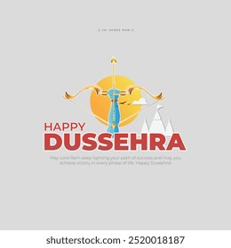 Feliz cartão de felicitações Dussehra e Post. Feliz Vijayadashami de Lord Rama Matando Ravana Fundo Vetor Ilustração