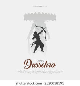 Feliz cartão de felicitações Dussehra e Post. Festival Hindu Celebração de Vijayadashami do Senhor Rama Matando Ravana Ilustração Vetorial