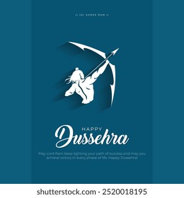 Happy Dussehra Grußkarte und Post. Happy Vijayadashami of Lord Rama Killing Ravana Hintergrund Vektorgrafik