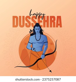 Happy Dussehra Greeting with Lord Rama Vector Illustration