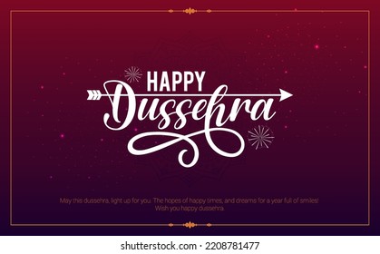 Happy Dussehra greeting and wishes Text, Typography design -vector illustration