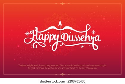 Happy Dussehra greeting and wishes Text, Typography design -vector illustration