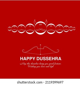 Happy Dussehra greetings with ten ravan face.