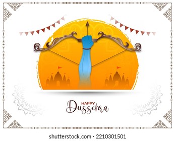Happy Dussehra Hindu festival cultural greeting background design vector
