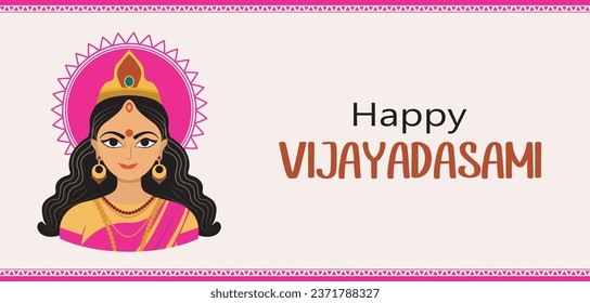 Happy Dussehra horizontal banner. vijayadasami, Hindu Navratri festival, Vijayadashami holiday. Vector illustration.