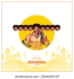 Happy Dussehra Illustration of angry Ravana