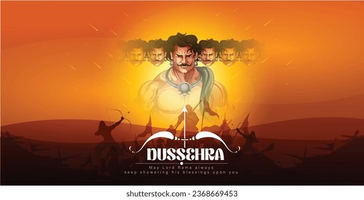 Happy Dussehra Illustration of angry Ravana