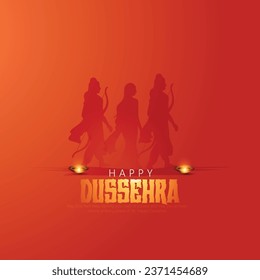 Happy Dussehra illustration of bow arrow in Dussehra Navratri festival of India poster