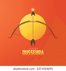 Happy Dussehra illustration of bow arrow in Dussehra Navratri festival of India poster