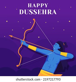 happy dussehra illustration in flat design style