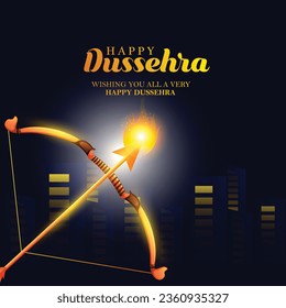 Happy Dussehra illustration of Lord Ram killing Ravana in Dussehra, Vijayadashami. Illustration of religious Festival Dussehra with bow and arrow.