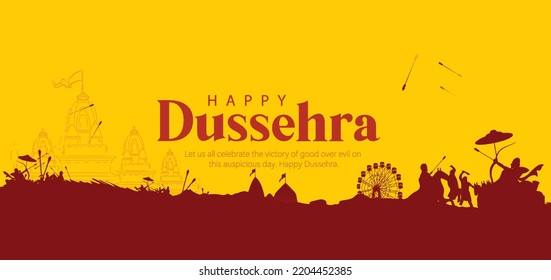 Happy Dussehra Illustration Of Lord Rama Killing Ravana In Dussehra,Vijayadashami