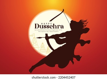 Happy Dussehra Illustration Of Lord Rama Killing Ravana In Dussehra,Vijayadashami