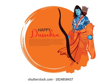 Happy dussehra illustration of Ravana with ten heads for Navratri festival of India poster for Dussehra