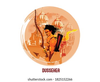 Happy dussehra illustration of Ravana with ten heads for Navratri festival of India poster for Dussehra