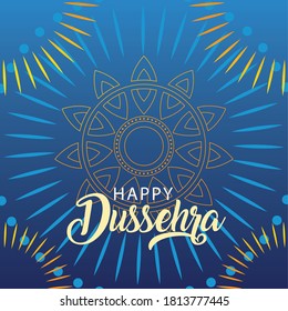 happy Dussehra label, traditional indian holiday vector illustration design