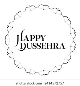 Happy Dussehra lettering with bow and arrow of rama festival vector illustration.