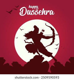 Feliz Dussehra de Lord Rama matando Ravana em Dussehra, vetor de ilustração Vijayadashami.