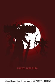 Happy Dussehra Minimal Poster, Ravan Minimal Poster, Ram killing Ravan Dusshera minimal poster- Vector