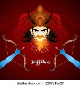 Happy Dussehra mythological festival greeting background design vector