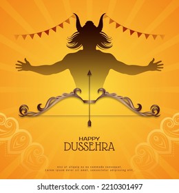 Happy Dussehra mythological festival greeting background design vector