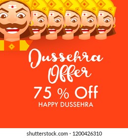Happy Dussehra Offer Background Design With Ten Heads Ravana.