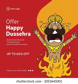 Happy Dussehra offer banner design template.