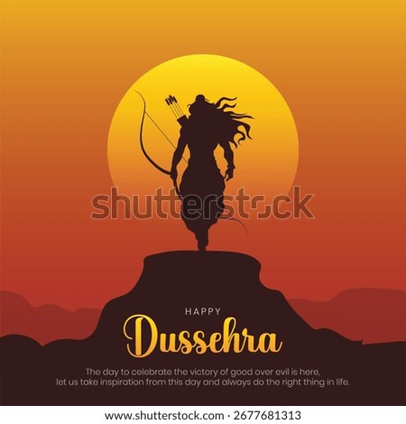 Happy Dussehra Post and Greeting Card Design. Dussehra Festival Celebration with Lord Rama Vector Illustration