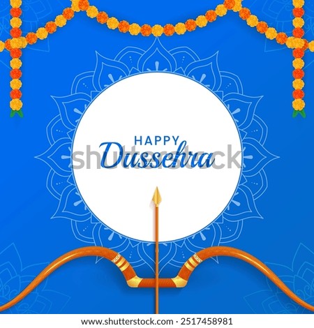 Happy dussehra poster design with bow and arrow vector illustration. Vijaydashmi, Dussehra celebration